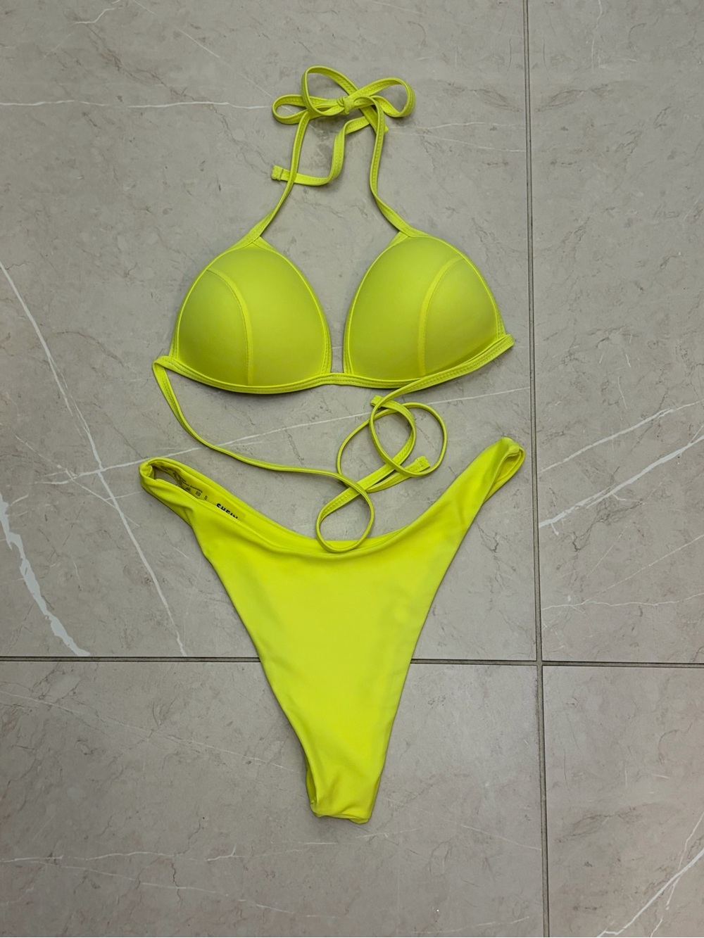 Brand New Neon Yellow Tie-Back Bikini Set